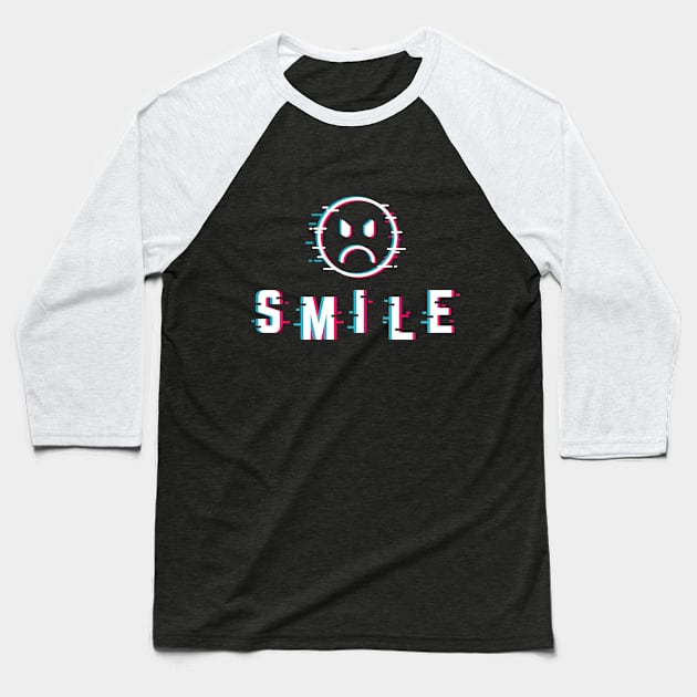 Smile glitched Baseball T-Shirt by Hmus